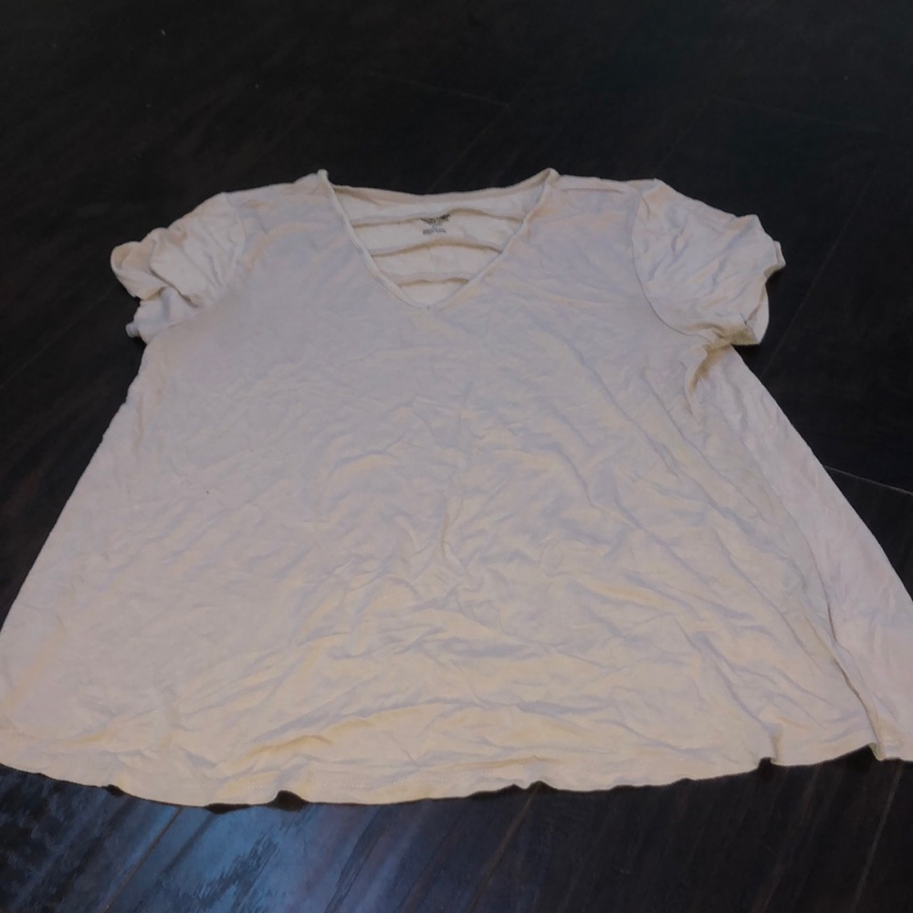 flowy t shirt with cross detail on neck line